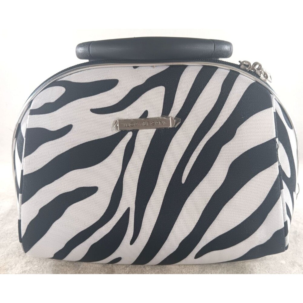 Luca Vergani Striped Carrying Travel Cosmetic Makeup Artist Case Handbag